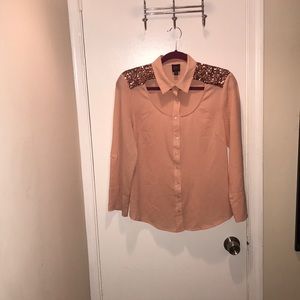 Pink Blouse with rose gold sequins!